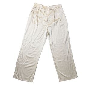 Abercrombie & Fitch Sloan Satin Tailored Wide Leg Pant Cream Size 32/14